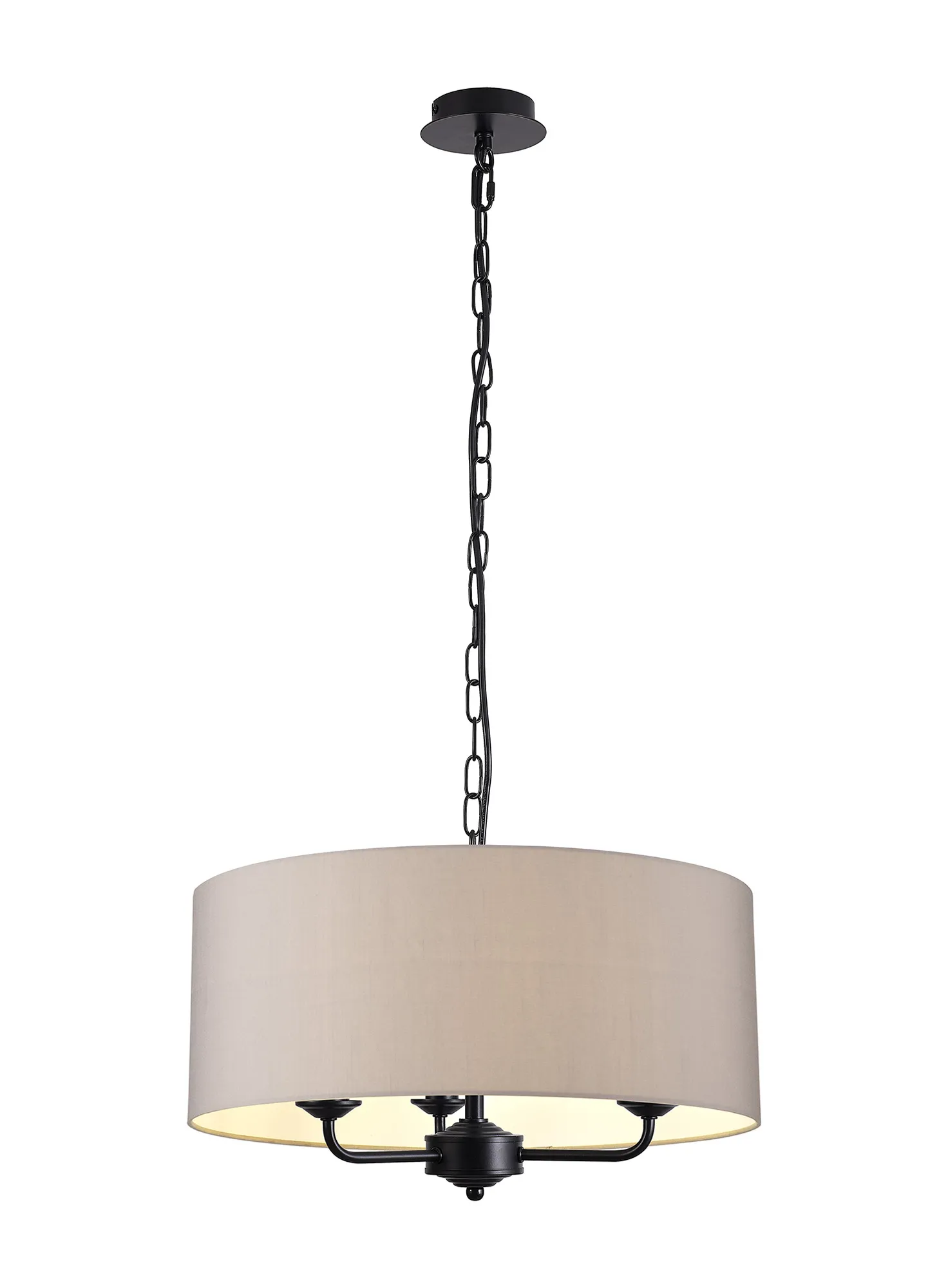 DK1036  Banyan 50cm 3 Light Pendant Matt Black; Grey